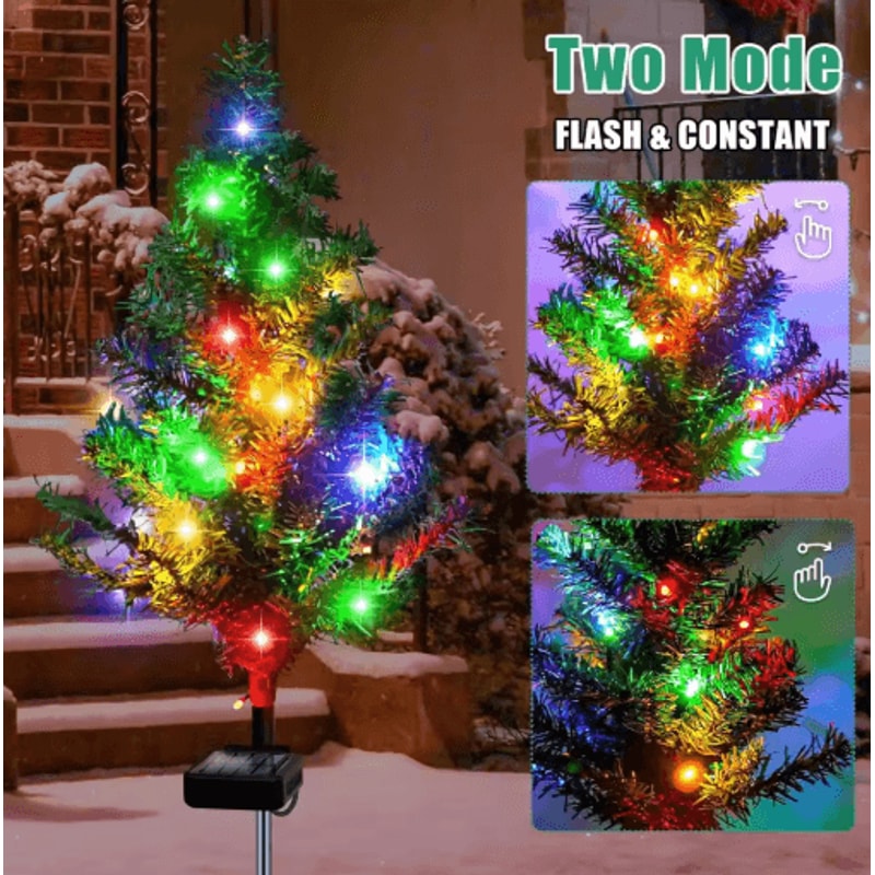 Waterproof Solar Christmas Tree Lights Snowman Window Clings Outdoor Decor 0