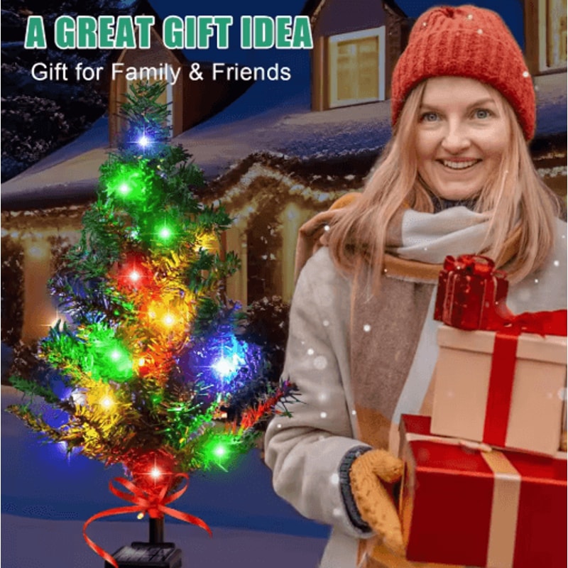 Waterproof Solar Christmas Tree Lights Snowman Window Clings Outdoor Decor 6