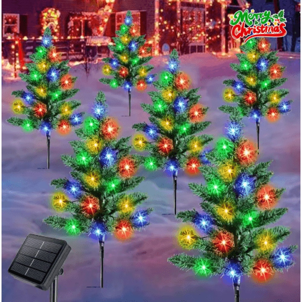 Waterproof Solar Christmas Tree Lights Snowman Window Clings Outdoor Decor 7