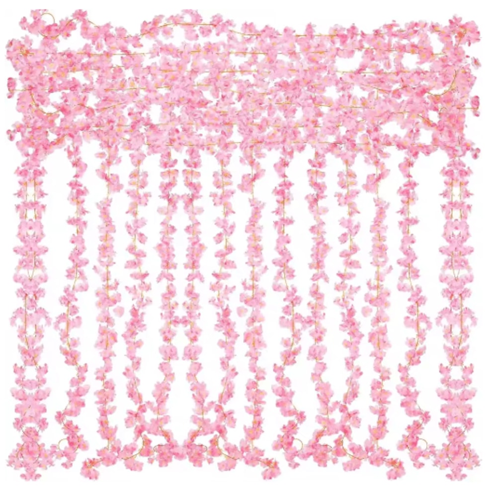 Artificial Pink Sakura Flower Garland Cherry Blossom Vine For Wedding Home Decor 4