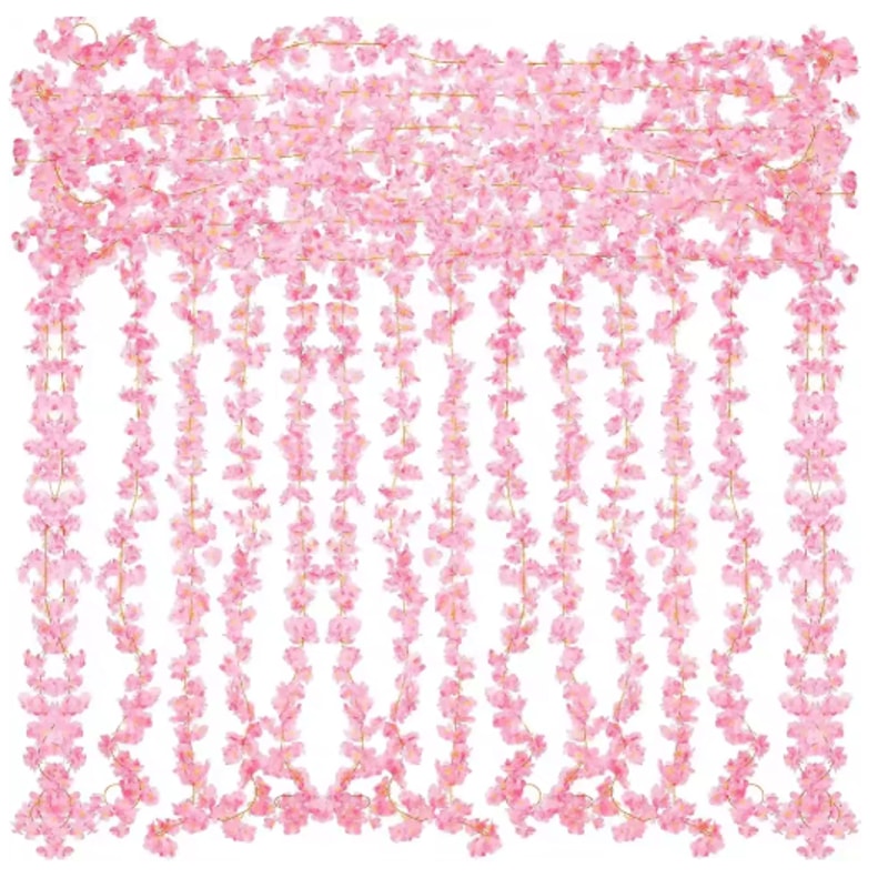 Artificial Pink Sakura Flower Garland Cherry Blossom Vine For Wedding Home Decor 4
