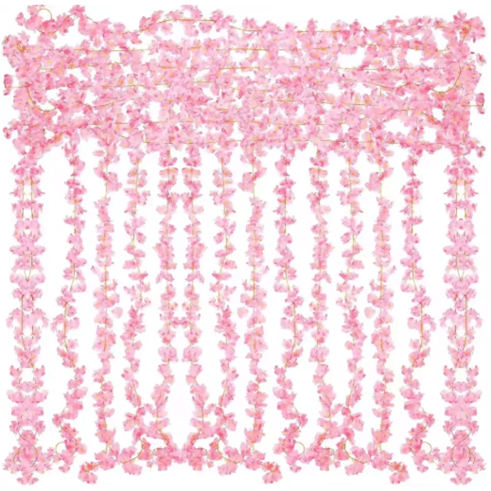 Artificial Pink Sakura Flower Garland Cherry Blossom Vine For Wedding Home Decor 5