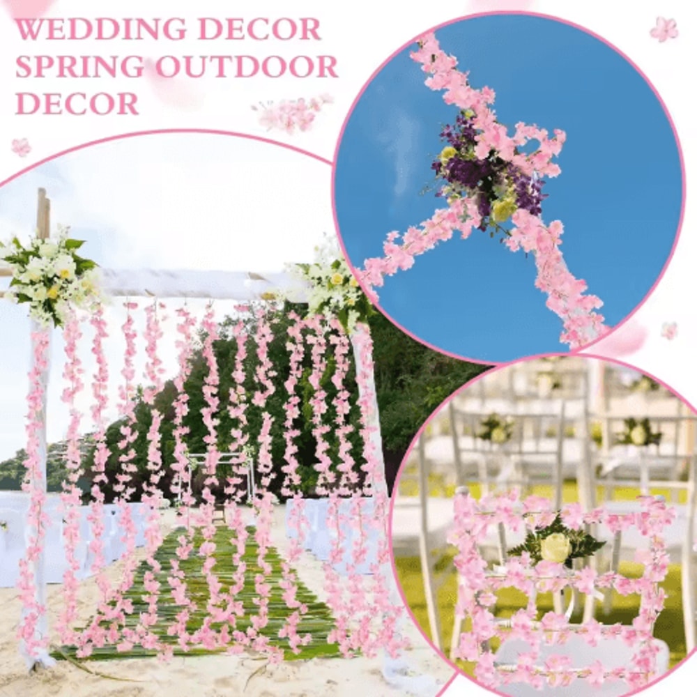 Artificial Pink Sakura Flower Garland Cherry Blossom Vine For Wedding Home Decor 6