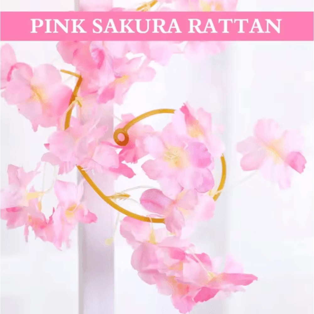 Artificial Pink Sakura Flower Garland Cherry Blossom Vine For Wedding Home Decor 8