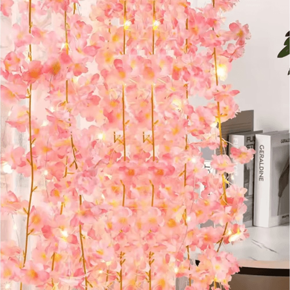 Artificial Pink Sakura Flower Garland Cherry Blossom Vine For Wedding Home Decor 9