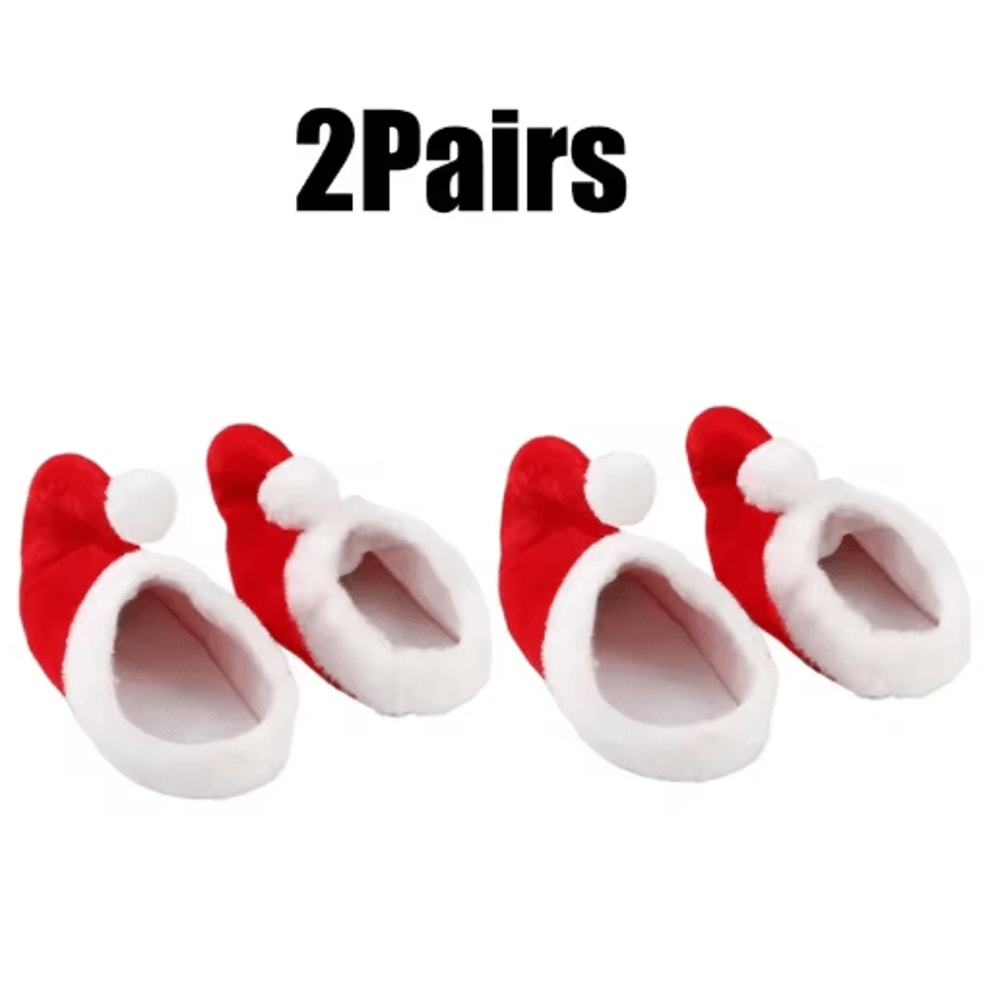 Non Slip Red Plush Christmas Slippers Cozy Santa Elf Holiday House Shoes 1
