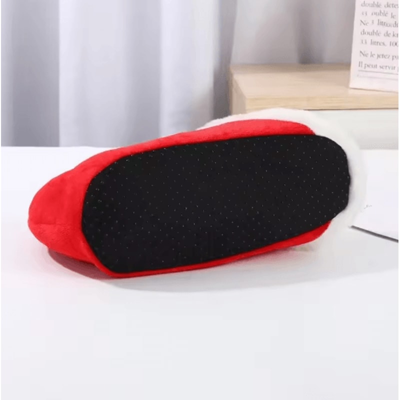 Non Slip Red Plush Christmas Slippers Cozy Santa Elf Holiday House Shoes 5