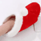 Non Slip Red Plush Christmas Slippers Cozy Santa Elf Holiday House Shoes 7