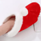 Non Slip Red Plush Christmas Slippers Cozy Santa Elf Holiday House Shoes 7
