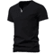 Mens Short Sleeve Henley Shirt Casual Cotton Slim Fit V Neck T Shirt 2