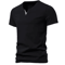 Mens Short Sleeve Henley Shirt Casual Cotton Slim Fit V Neck T Shirt 2