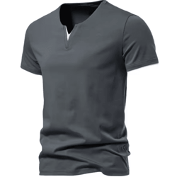 mens short sleeve henley shirt casual cotton slim fit v neck t shirt