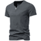 Mens Short Sleeve Henley Shirt Casual Cotton Slim Fit V Neck T Shirt 0