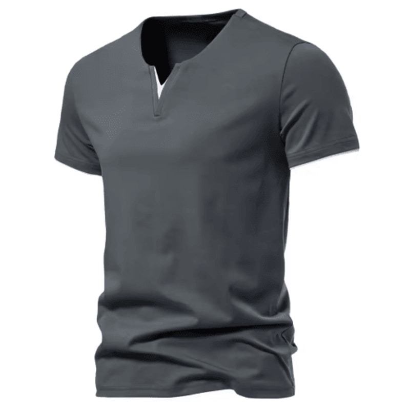 Mens Short Sleeve Henley Shirt Casual Cotton Slim Fit V Neck T Shirt 0