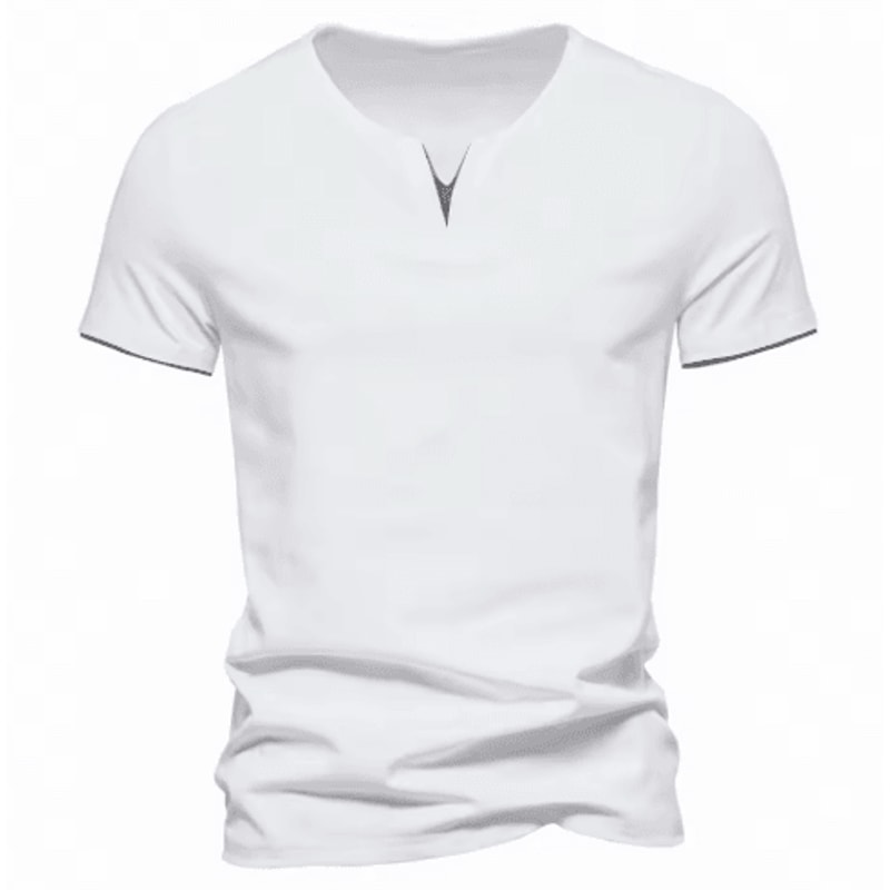 Mens Short Sleeve Henley Shirt Casual Cotton Slim Fit V Neck T Shirt 3