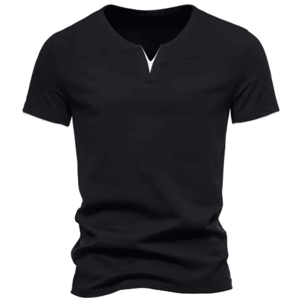 Mens Short Sleeve Henley Shirt Casual Cotton Slim Fit V Neck T Shirt 4