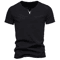Mens Short Sleeve Henley Shirt Casual Cotton Slim Fit V Neck T Shirt 4