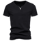 Mens Short Sleeve Henley Shirt Casual Cotton Slim Fit V Neck T Shirt 4
