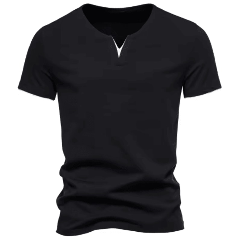 Mens Short Sleeve Henley Shirt Casual Cotton Slim Fit V Neck T Shirt 4