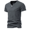 Mens Short Sleeve Henley Shirt Casual Cotton Slim Fit V Neck T Shirt 5