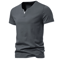 Mens Short Sleeve Henley Shirt Casual Cotton Slim Fit V Neck T Shirt 5