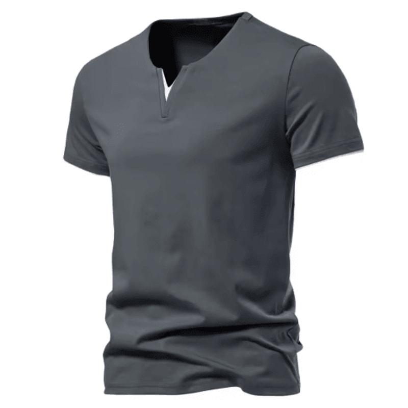 Mens Short Sleeve Henley Shirt Casual Cotton Slim Fit V Neck T Shirt 5
