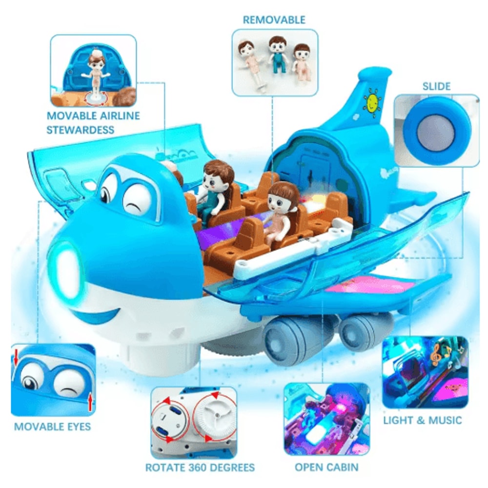Electric Airplane Toy With Lights Music Kids Transportation Model For Boys Girls 3
