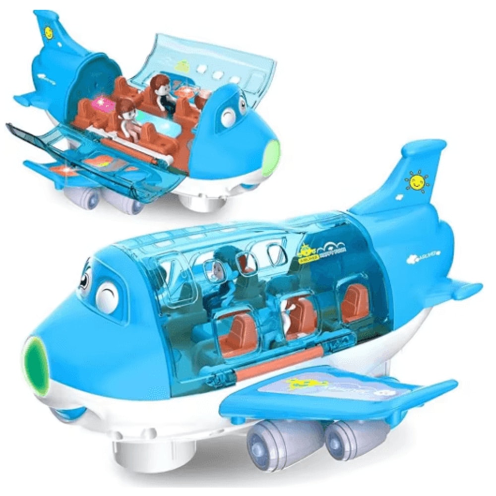 Electric Airplane Toy With Lights Music Kids Transportation Model For Boys Girls 4