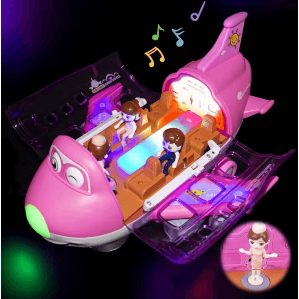 Electric Airplane Toy With Lights Music Kids Transportation Model For Boys Girls 6