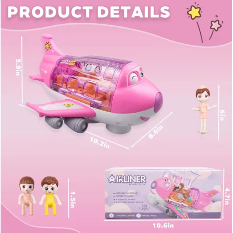 Electric Airplane Toy With Lights Music Kids Transportation Model For Boys Girls 7