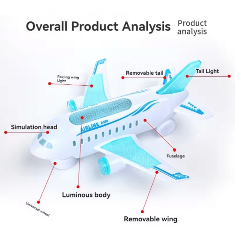 Electric Detachable Airplane Toy With Music Lights Battery Operated Toddler Plane 5