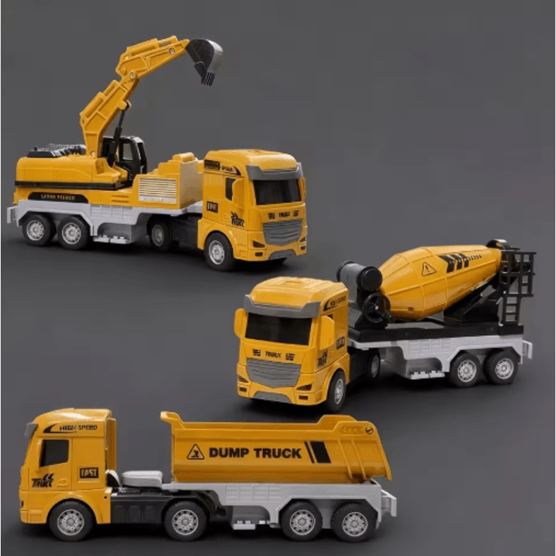 Inertia Construction Vehicle Toy Set Mixer Digger Tipper Trucks Engineering Playset Ages 0