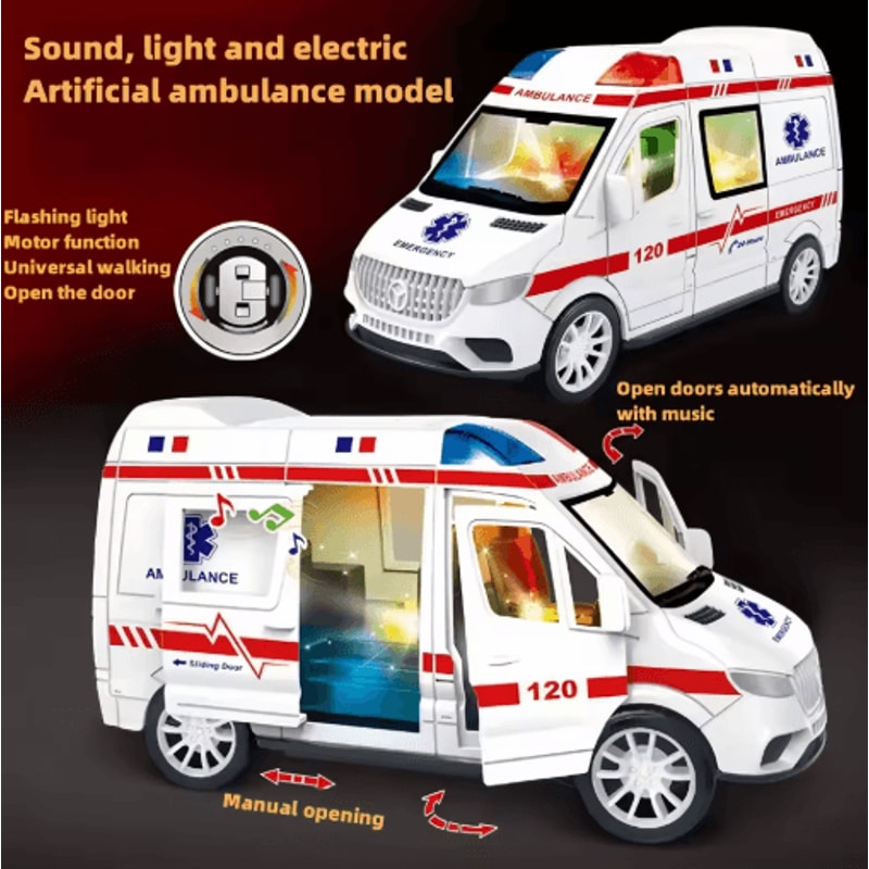 Childrens Ambulance Model Toy Car Light Music Simulation Emergency Vehicle 2