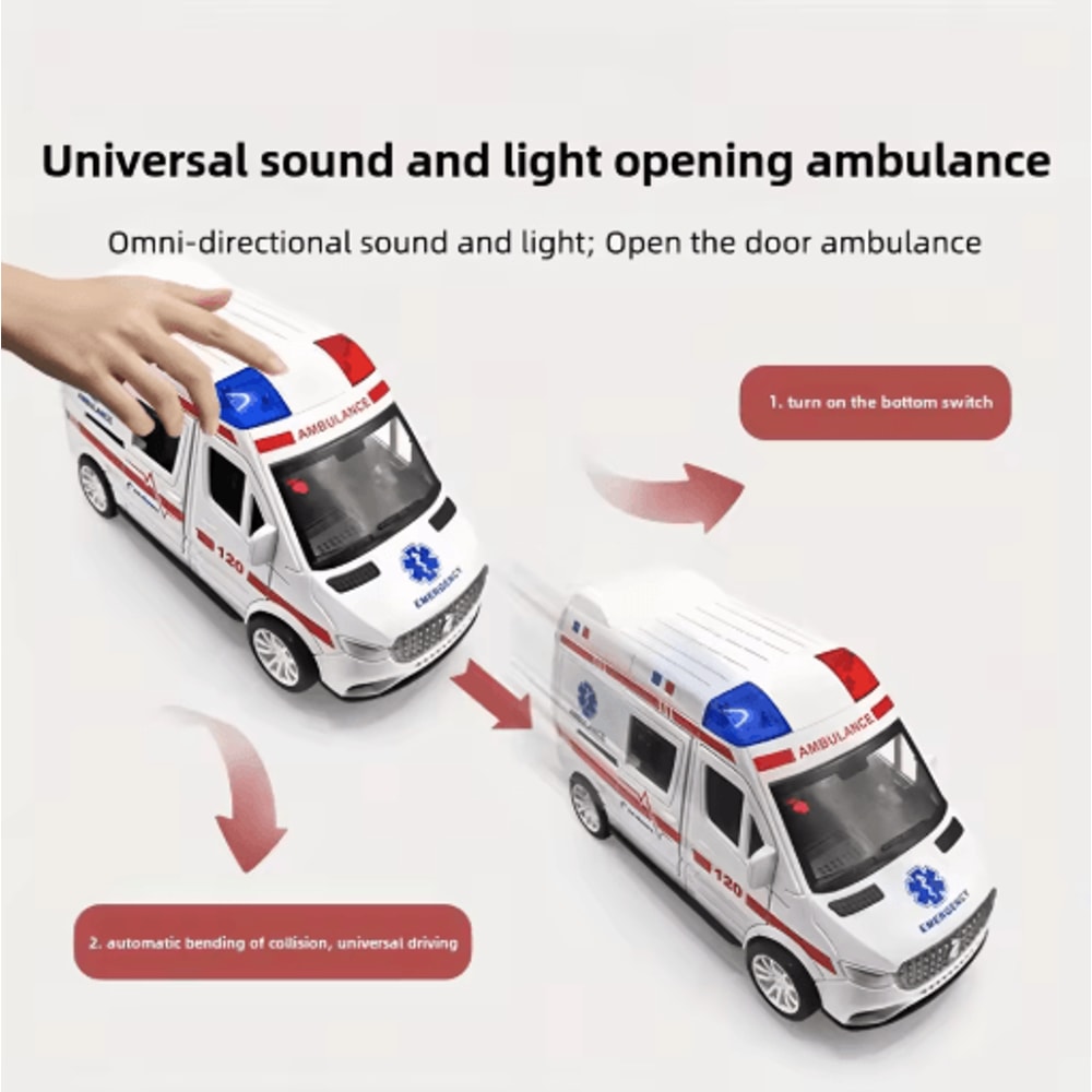 Childrens Ambulance Model Toy Car Light Music Simulation Emergency Vehicle 3