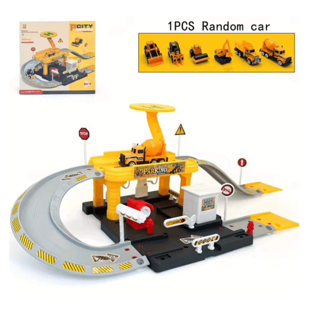 Interactive City Car Track Set With Parking Lot Road Play System 1