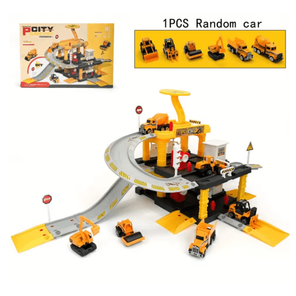 Interactive City Car Track Set With Parking Lot Road Play System 2