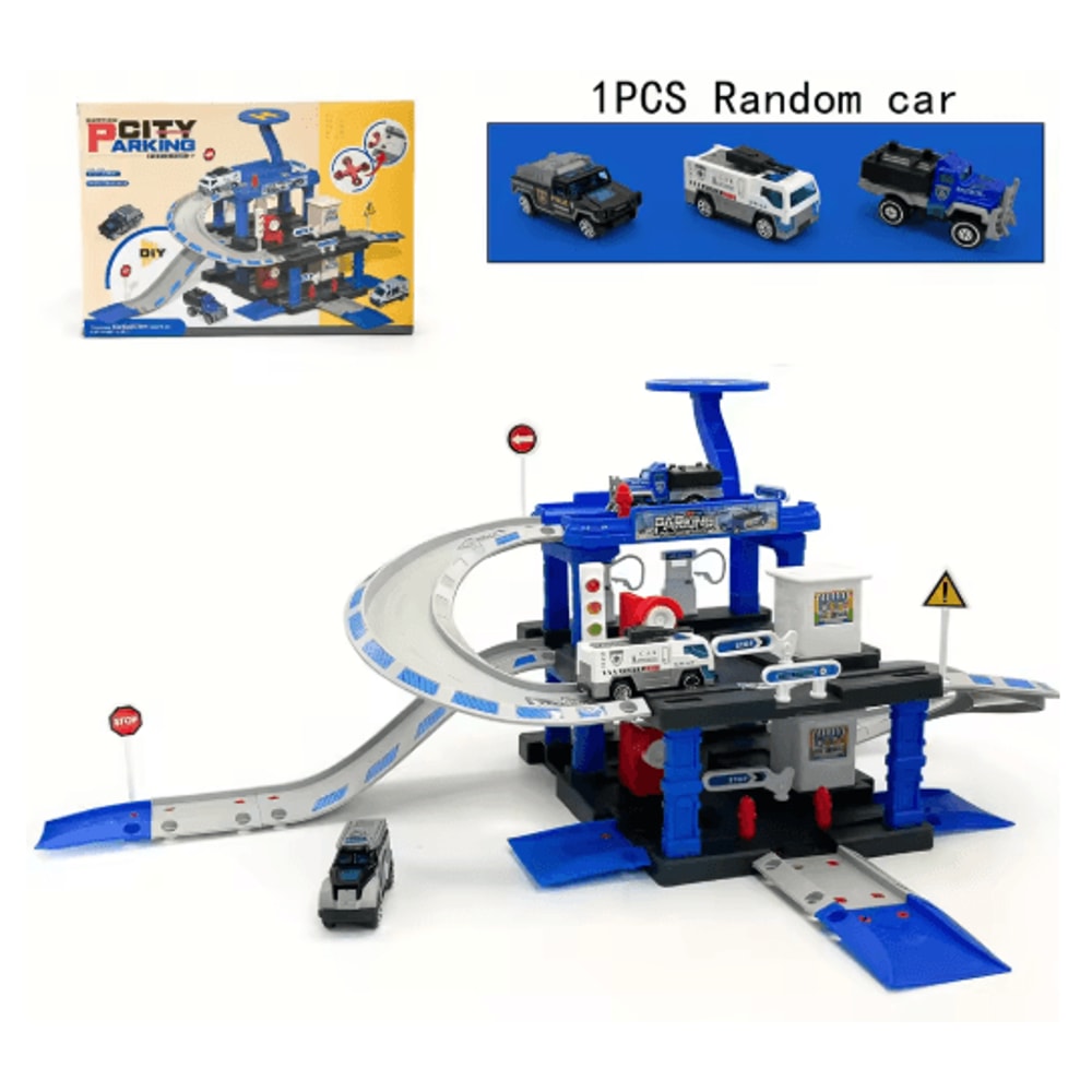 Interactive City Car Track Set With Parking Lot Road Play System 3