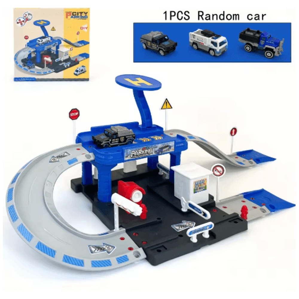 Interactive City Car Track Set With Parking Lot Road Play System 4