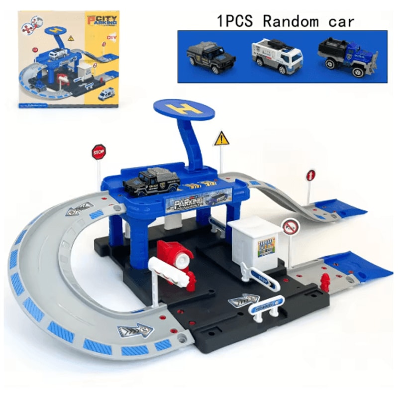 Interactive City Car Track Set With Parking Lot Road Play System 4