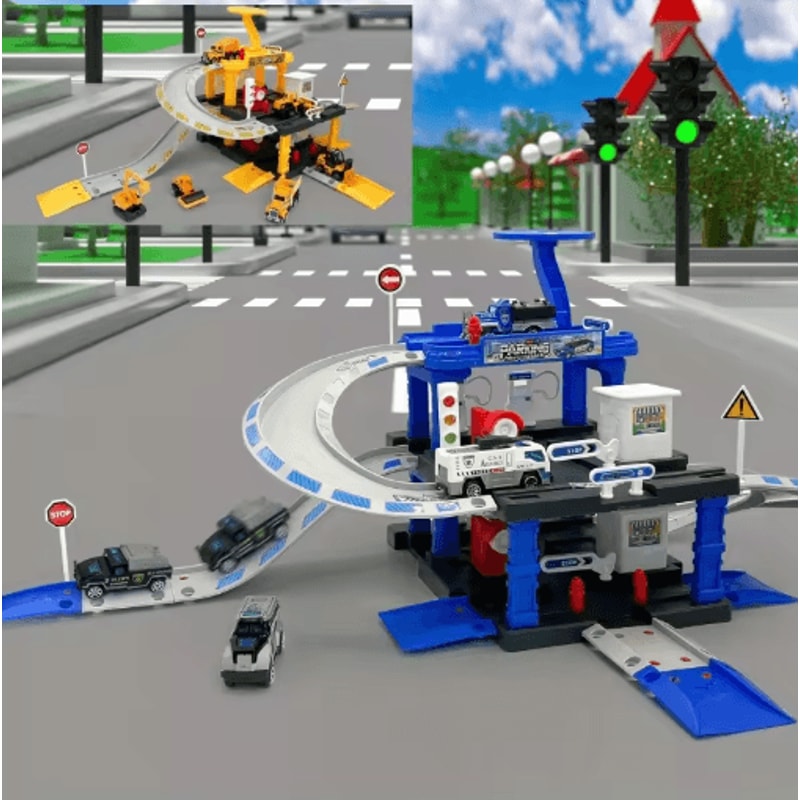 Interactive City Car Track Set With Parking Lot Road Play System 6