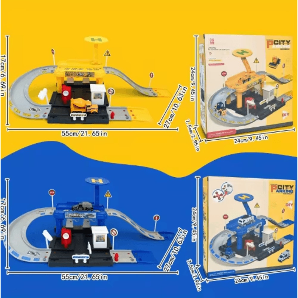 Interactive City Car Track Set With Parking Lot Road Play System 7