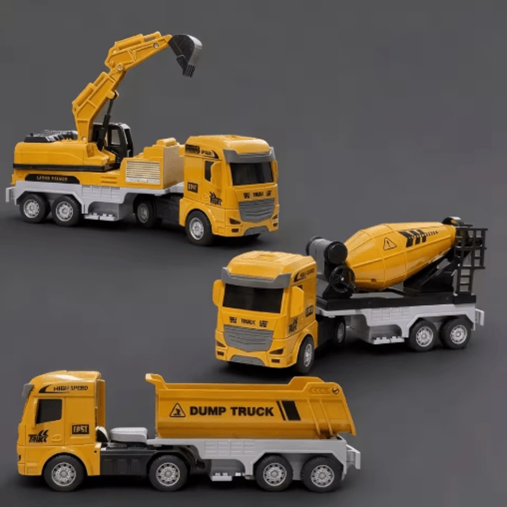 Inertia Construction Vehicle Set For Kids Mixer Digger Tipper Truck Engineering Playset 1