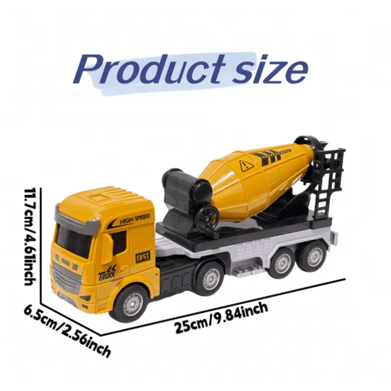 Inertia Construction Vehicle Set For Kids Mixer Digger Tipper Truck Engineering Playset 3