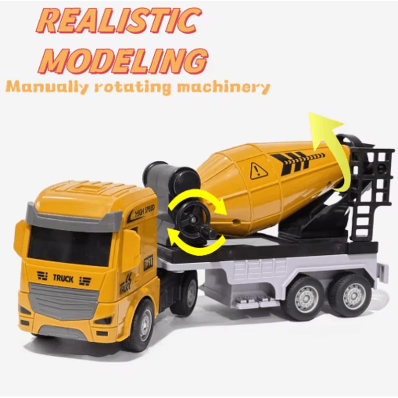 Inertia Construction Vehicle Set For Kids Mixer Digger Tipper Truck Engineering Playset 5