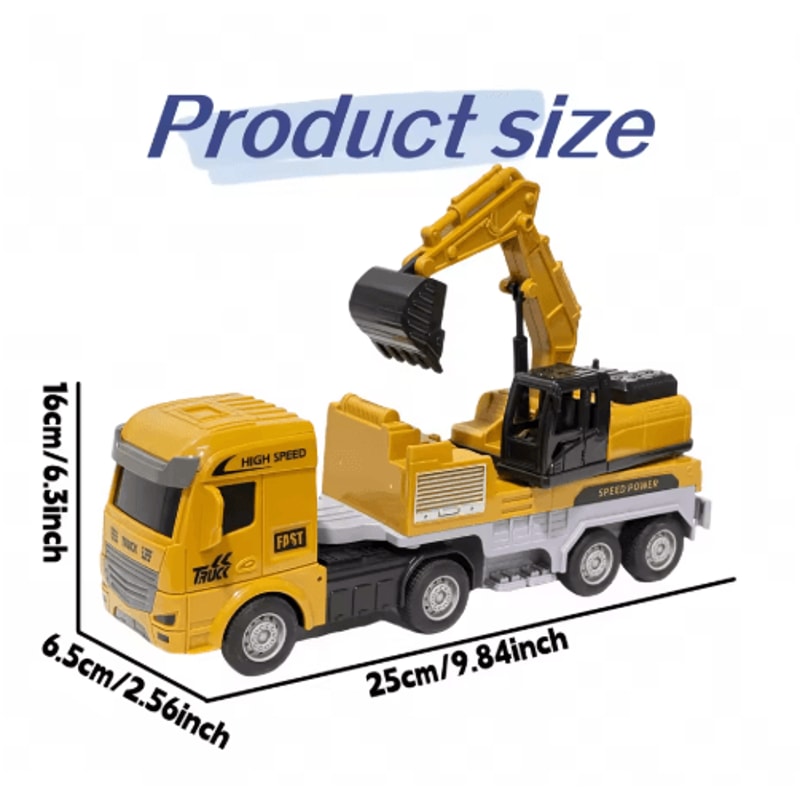 Inertia Construction Vehicle Set For Kids Mixer Digger Tipper Truck Engineering Playset Ages 3 4