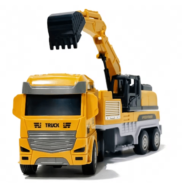 Inertia Construction Vehicle Set For Kids Mixer Digger Tipper Truck Engineering Playset Ages 3 5