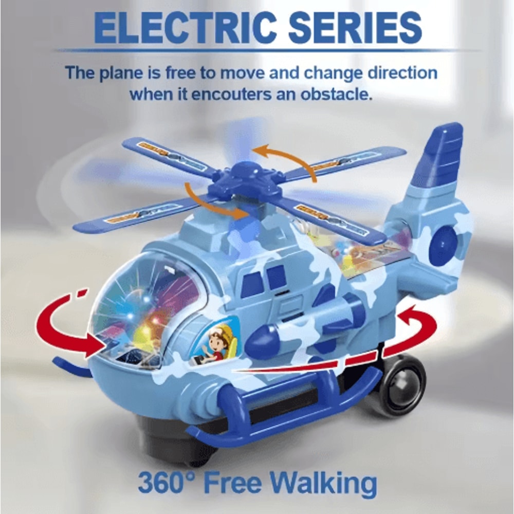 Electric Helicopter Toy For Kids 360 Rotating Light Music Aircraft Ages 3 4