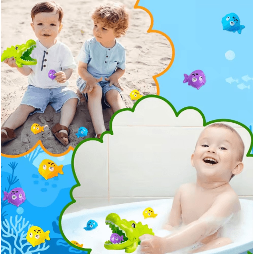 Crocodile Water Toy Set For Kids Interactive Bathtub Pool Play With Colorful Fish 2
