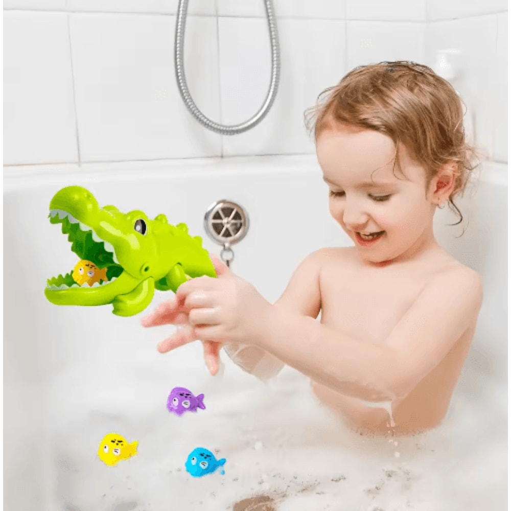 Crocodile Water Toy Set For Kids Interactive Bathtub Pool Play With Colorful Fish 3
