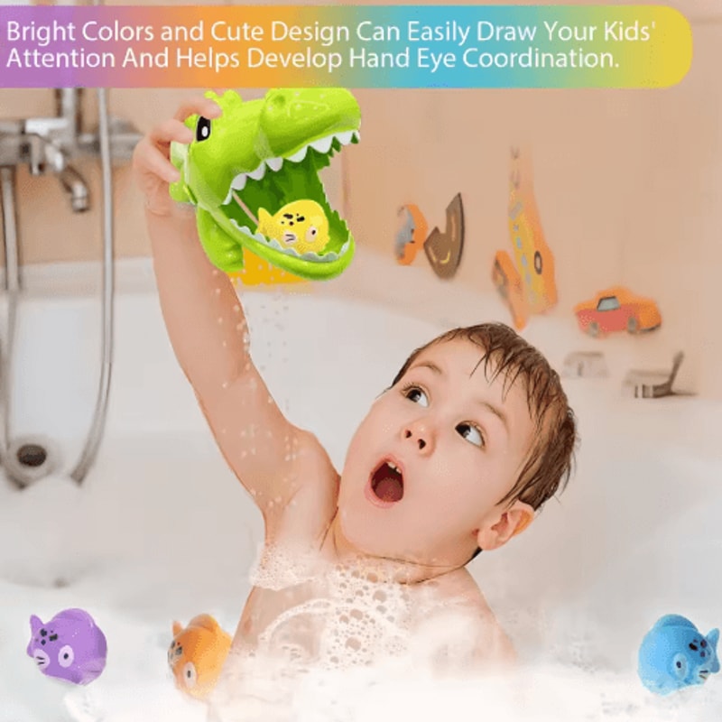 Crocodile Water Toy Set For Kids Interactive Bathtub Pool Play With Colorful Fish 5